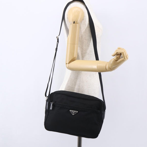 PRADA Shoulder Bag Nylon Black Silver Auth SW1837