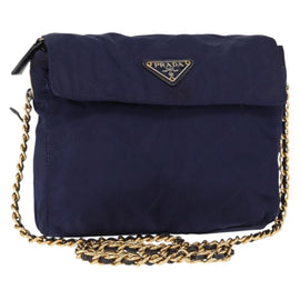 PRADA Chain Shoulder Bag Nylon Purple Gold Auth SW1838