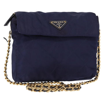 PRADA Chain Shoulder Bag Nylon Purple Gold Auth SW1838