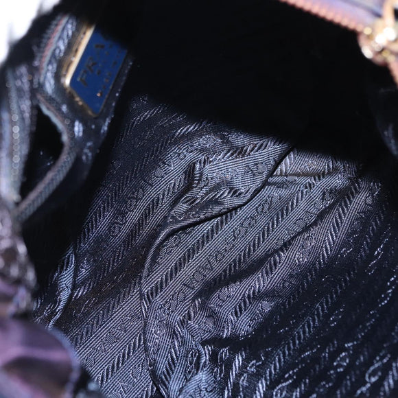 PRADA Chain Shoulder Bag Nylon Purple Gold Auth SW1838