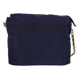 PRADA Chain Shoulder Bag Nylon Purple Gold Auth SW1838 - 0