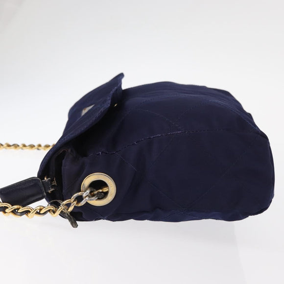 PRADA Chain Shoulder Bag Nylon Purple Gold Auth SW1838