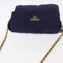 PRADA Chain Shoulder Bag Nylon Purple Gold Auth SW1838-7