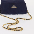 PRADA Chain Shoulder Bag Nylon Purple Gold Auth SW1838-8