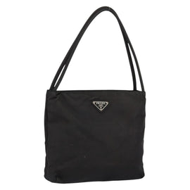 PRADA Tote Bag Nylon Black Silver Auth SW1839