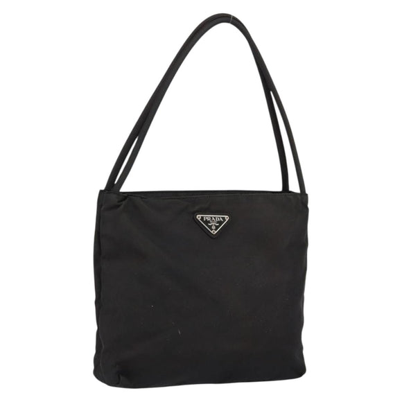 PRADA Tote Bag Nylon Black Silver Auth SW1839