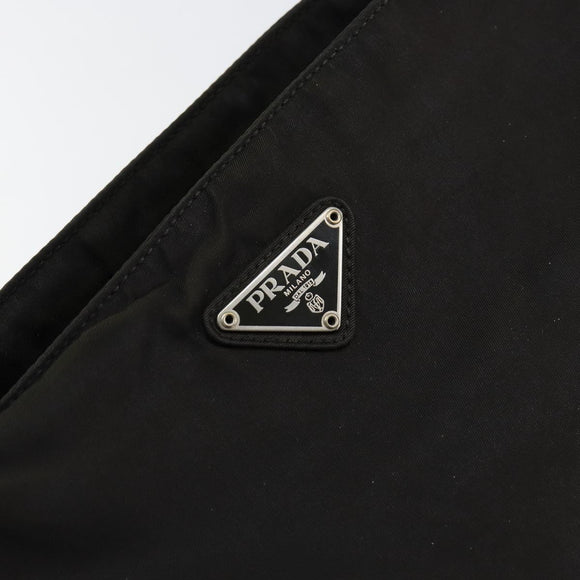 PRADA Tote Bag Nylon Black Silver Auth SW1839