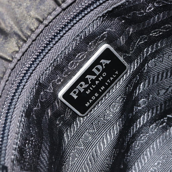 PRADA Tote Bag Nylon Black Silver Auth SW1839