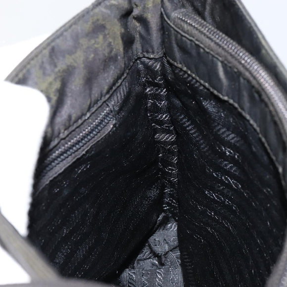 PRADA Tote Bag Nylon Black Silver Auth SW1839