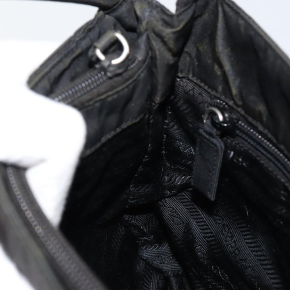 PRADA Tote Bag Nylon Black Silver Auth SW1839