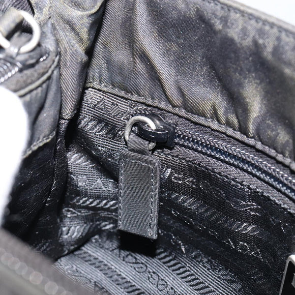 PRADA Tote Bag Nylon Black Silver Auth SW1839