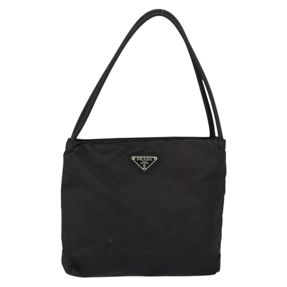 PRADA Tote Bag Nylon Black Silver Auth SW1839