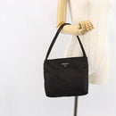 PRADA Tote Bag Nylon Black Silver Auth SW1839-26