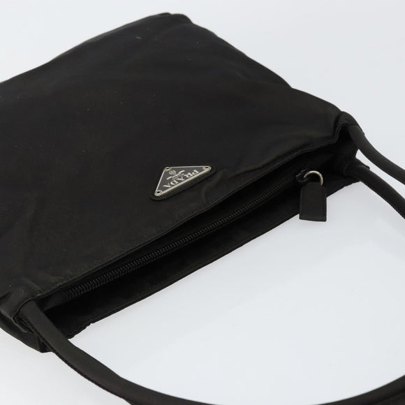 PRADA Tote Bag Nylon Black Silver Auth SW1839