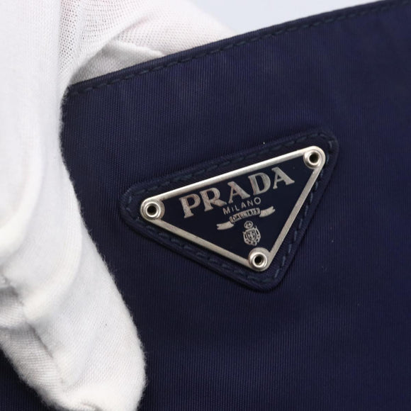 PRADA Tote Bag Nylon Navy Silver Auth SW1840
