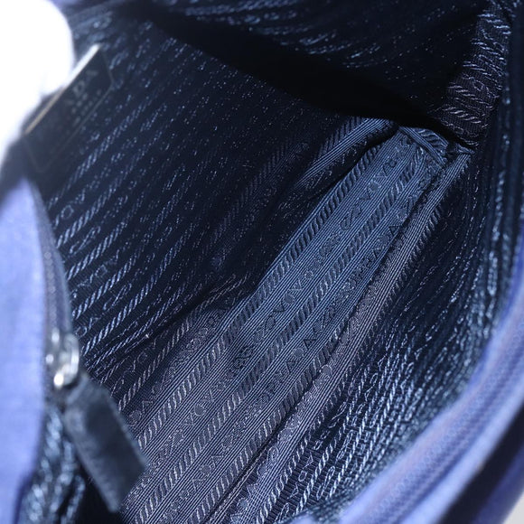 PRADA Tote Bag Nylon Navy Silver Auth SW1840