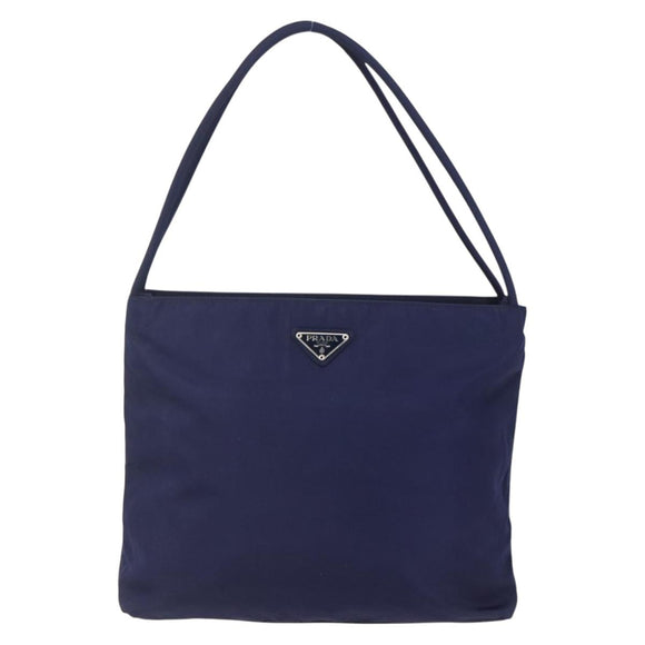 PRADA Tote Bag Nylon Navy Silver Auth SW1840