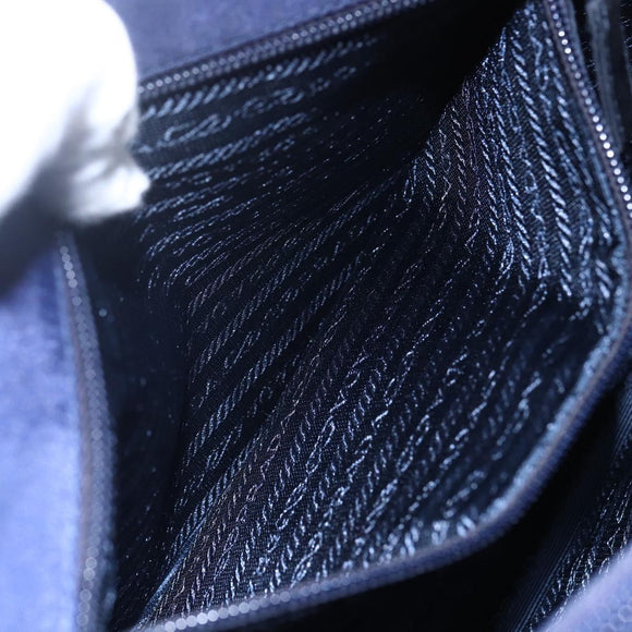 PRADA Tote Bag Nylon Navy Silver Auth SW1840