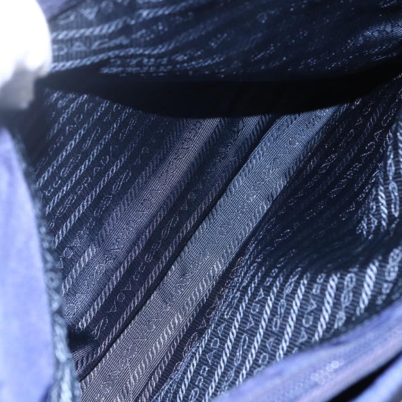 PRADA Tote Bag Nylon Navy Silver Auth SW1840