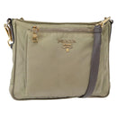 PRADA Shoulder Bag Nylon Leather Beige Gold Auth SW1841-1