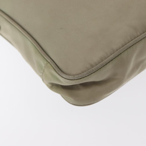 PRADA Shoulder Bag Nylon Leather Beige Gold Auth SW1841