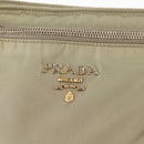 PRADA Shoulder Bag Nylon Leather Beige Gold Auth SW1841-18