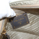 PRADA Shoulder Bag Nylon Leather Beige Gold Auth SW1841-20