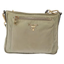 PRADA Shoulder Bag Nylon Leather Beige Gold Auth SW1841-13