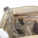 PRADA Shoulder Bag Nylon Leather Beige Gold Auth SW1841-23