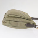 PRADA Shoulder Bag Nylon Leather Beige Gold Auth SW1841-3