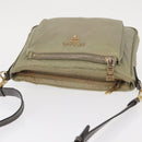 PRADA Shoulder Bag Nylon Leather Beige Gold Auth SW1841-6
