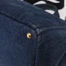 PRADA Canapa MM Hand Bag Denim 2way Blue Gold Auth SW1842-15