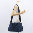 PRADA Canapa MM Hand Bag Denim 2way Blue Gold Auth SW1842-23