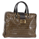 FENDI Zucchino Canvas Hand Bag Beige Gold Auth SW1844-1