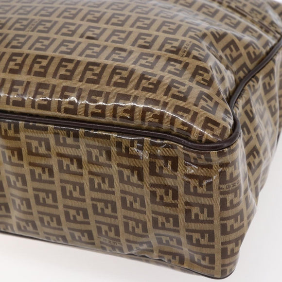 FENDI Zucchino Canvas Hand Bag Beige Gold Auth SW1844