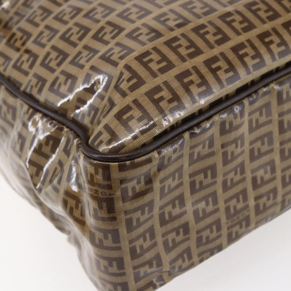 FENDI Zucchino Canvas Hand Bag Beige Gold Auth SW1844