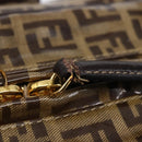 FENDI Zucchino Canvas Hand Bag Beige Gold Auth SW1844-16