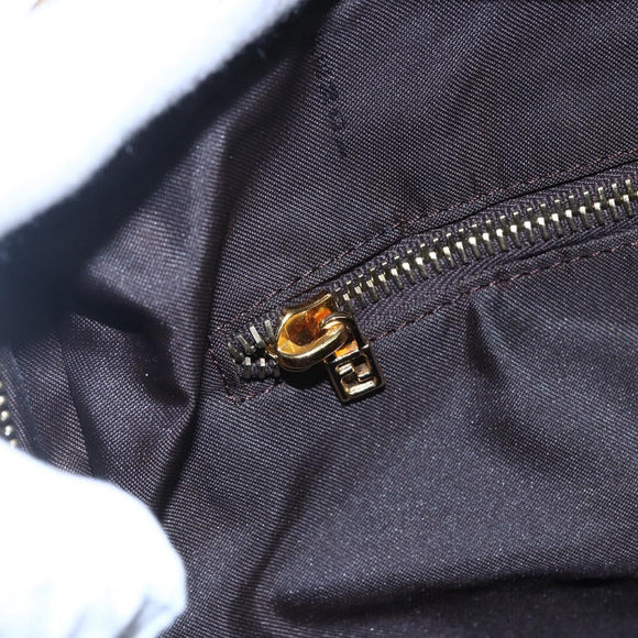 FENDI Zucchino Canvas Hand Bag Beige Gold Auth SW1844