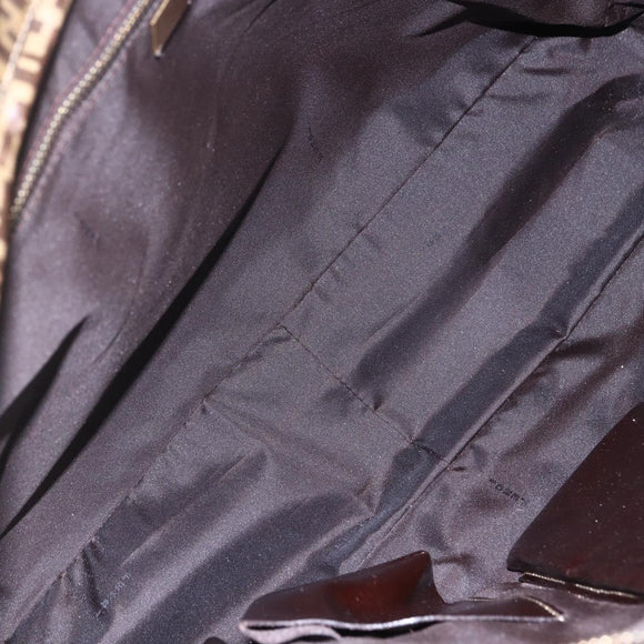 FENDI Zucchino Canvas Hand Bag Beige Gold Auth SW1844