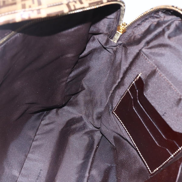 FENDI Zucchino Canvas Hand Bag Beige Gold Auth SW1844