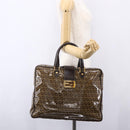 FENDI Zucchino Canvas Hand Bag Beige Gold Auth SW1844-26
