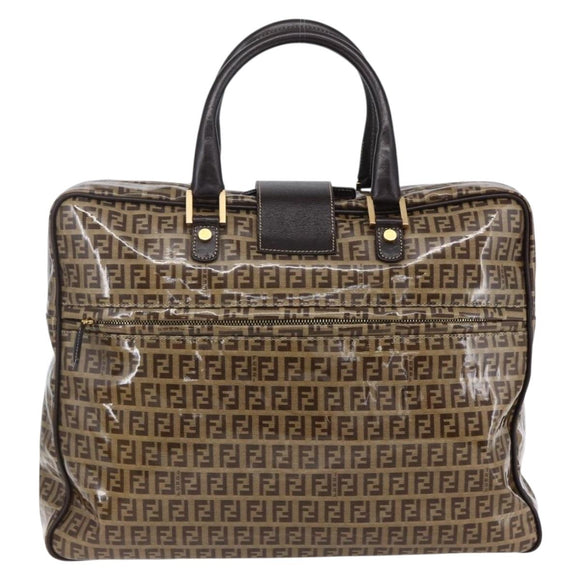 FENDI Zucchino Canvas Hand Bag Beige Gold Auth SW1844