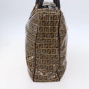 FENDI Zucchino Canvas Hand Bag Beige Gold Auth SW1844-4
