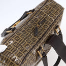 FENDI Zucchino Canvas Hand Bag Beige Gold Auth SW1844-6