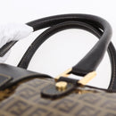 FENDI Zucchino Canvas Hand Bag Beige Gold Auth SW1844-8