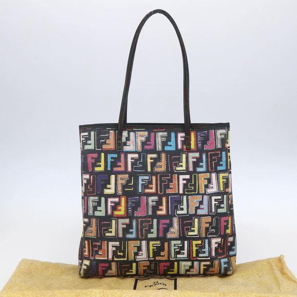 FENDI Zucca Canvas Tote Bag PVC Multicolor Gold Auth SW1846V