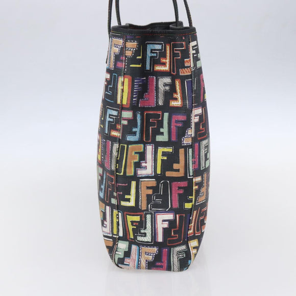 FENDI Zucca Canvas Tote Bag PVC Multicolor Gold Auth SW1846V