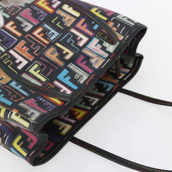FENDI Zucca Canvas Tote Bag PVC Multicolor Gold Auth SW1846V