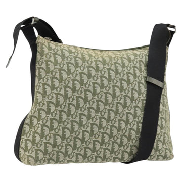 Christian Dior Trotter Canvas Shoulder Bag Green Silver Auth SW1847