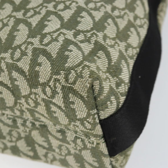 Christian Dior Trotter Canvas Shoulder Bag Green Silver Auth SW1847